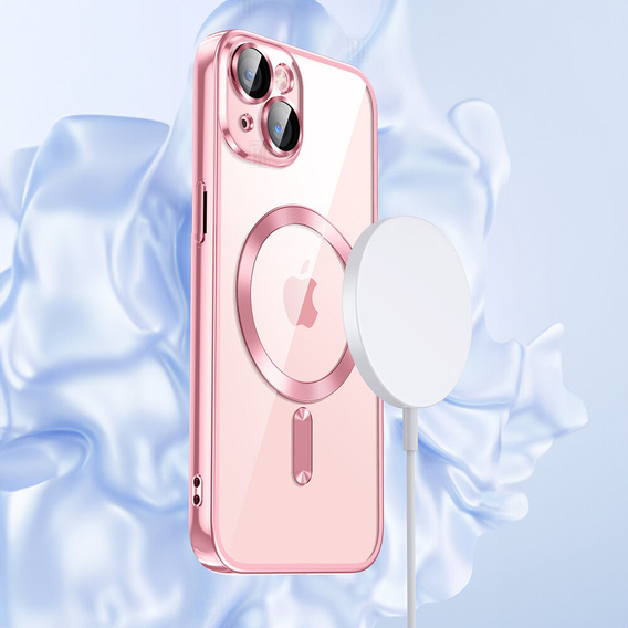 Pouzdro pro iPhone 13, Electro MagSafe, růžové + sklo na displej