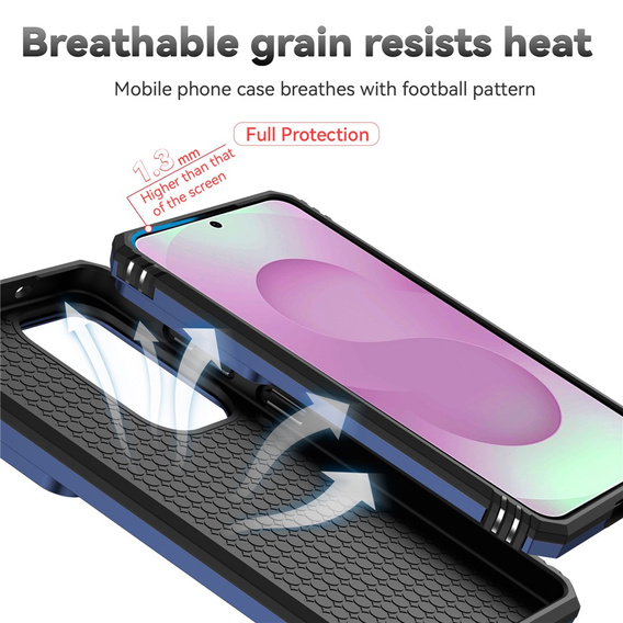 Pevné pouzdro s podstavcem a krytem objektivu pro Samsung Galaxy S26, modré