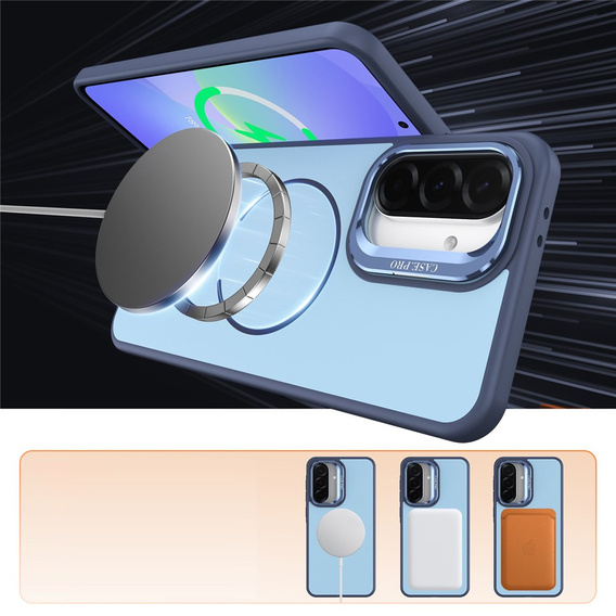 Skin-touch pouzdro s podstavcem pro MagSafe pro Samsung Galaxy A57 5G, modré