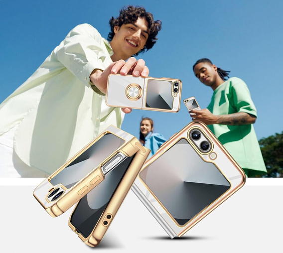 Pouzdro pro Samsung Galaxy Z Flip7 FE / Z Flip6, Electro Ring, bílé