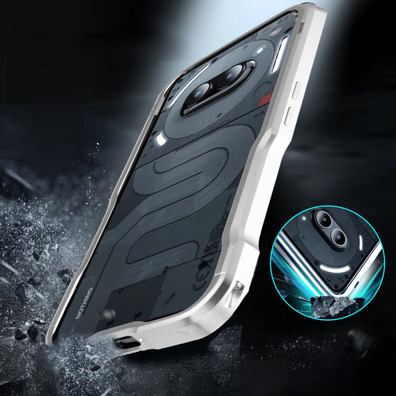 Pouzdro LUPHIE pro Nothing Phone 2a / 2a Plus, Armor Bumper, stříbrné