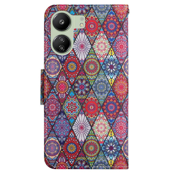 Klopové pouzdro pro Xiaomi Redmi 13C / Poco C65, Wallet, Kaleidoscope, pestrobarevný