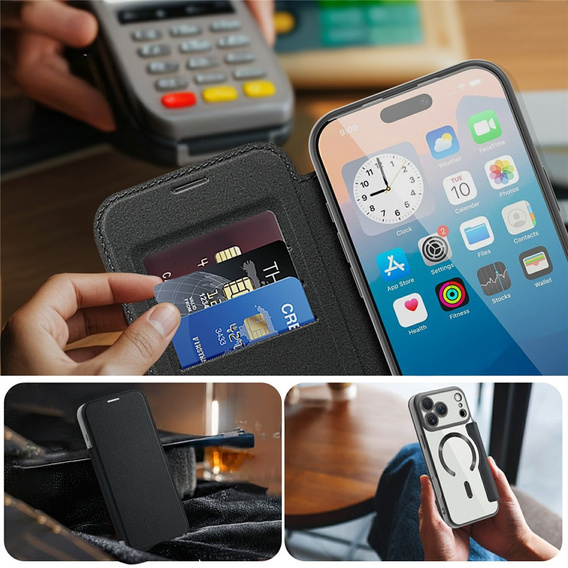 Peněženkové flipové pouzdro MagSafe RFID s ochranou fotoaparátu pro iPhone 17 Pro Max