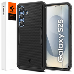 Pouzdro Spigen pro Samsung Galaxy S25, Core Armor MagSafe, černé + 9H tvrzené sklo
