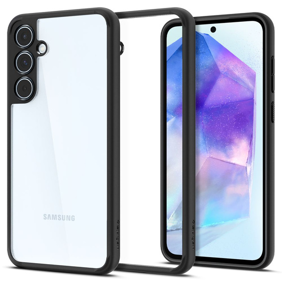 Pouzdro Spigen pro Samsung Galaxy A55 5G, Ultra Hybrid, černé + 9H tvrzené sklo