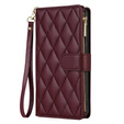 Pouzdro s klopou pro Samsung Galaxy A56 5G, Rhombus Crossbody Leather, kaštanové