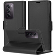 Pouzdro pro Oppo Reno 12 Pro, ERBORD Glossy Litchi, flipová peněženka, černé