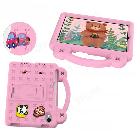 Dětské pouzdro pro iPad mini 8.3" 2021 (6 gen.) / iPad mini 8.3" 2024 (7 gen.), Cute Patterns, se stojánkem, růžové