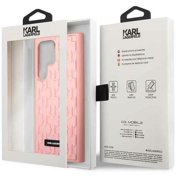 Pouzdro Karl Lagerfeld pro Samsung Galaxy S23 Ultra, Saffiano Mono Metal, růžové