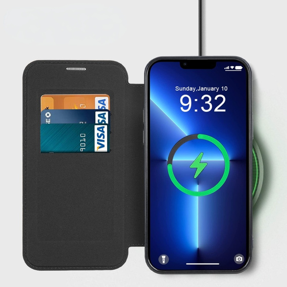 Klopové pouzdro pro iPhone 13 Pro, RFID Wallet MagSafe CamShield, černé