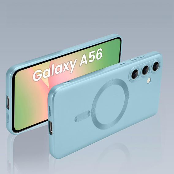 Pouzdro pro Samsung Galaxy A56, ColorMag, pro MagSafe, modré + tvrzené sklo 9H