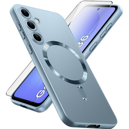 Pouzdro pro Samsung Galaxy A36, ColorMag, pro MagSafe, modré + tvrzené sklo 9H