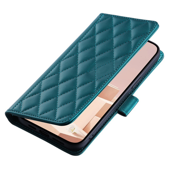 Pouzdro s klopou pro Samsung Galaxy S20 FE, Rhombus Crossbody Leather, tmavě zelené