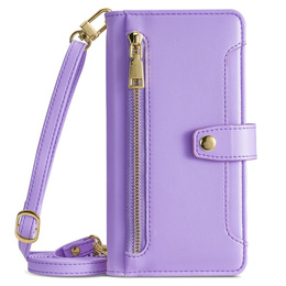 Klopové pouzdro pro Realme 14 Pro 5G, Wallet Zipper Pocket, fialové