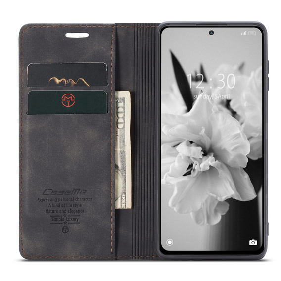 Pouzdro CASEME pro Xiaomi Redmi Note 11 Pro 4G/5G, Leather Wallet Case, černé