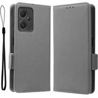 Klopové pouzdro pro Xiaomi Redmi Note 12 5G / POCO X5 5G, Wallet Litchi Magnet, šedé