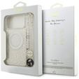 Pouzdro Guess IML Flowers Electroplated Allover With Beads Strap, pro MagSafe, s řemínkem pro iPhone 17 Pro Max