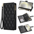 Pouzdro s klopou pro Samsung Galaxy A56 5G, Rhombus Crossbody Leather, černé