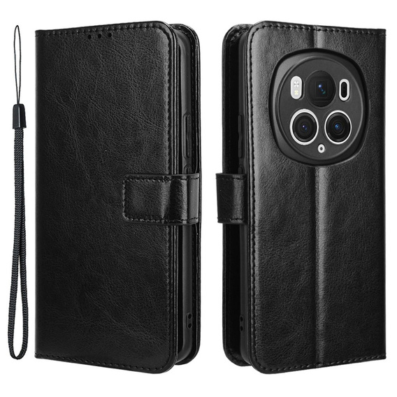 Klopové pouzdro pro Honor Magic 6 Pro 5G, Crazy Horse Wallet, černé