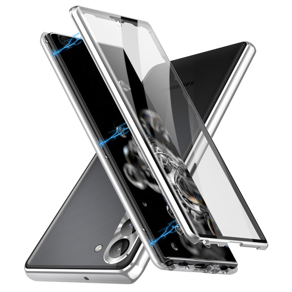 Pouzdro pro Samsung Galaxy S24, Magnetic Dual Glass, stříbrné
