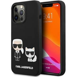 Pouzdro Karl Lagerfeld pro iPhone 13 Pro, Silicone Karl&Choupette, černé