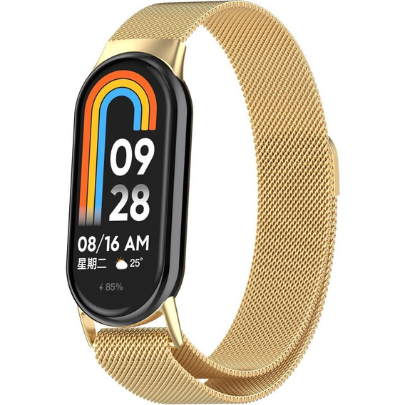 Milánský náramek s pouzdrem pro Xiaomi Smart Band 10 / 9 / 8, zlaté