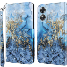 Klopové pouzdro pro Oppo A17, Wallet, Marble modré