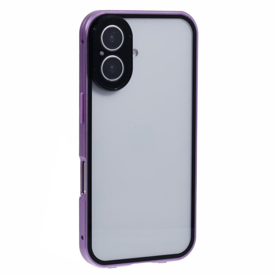 Pouzdro pro iPhone 16, Magnetic Dual Glass, fialové