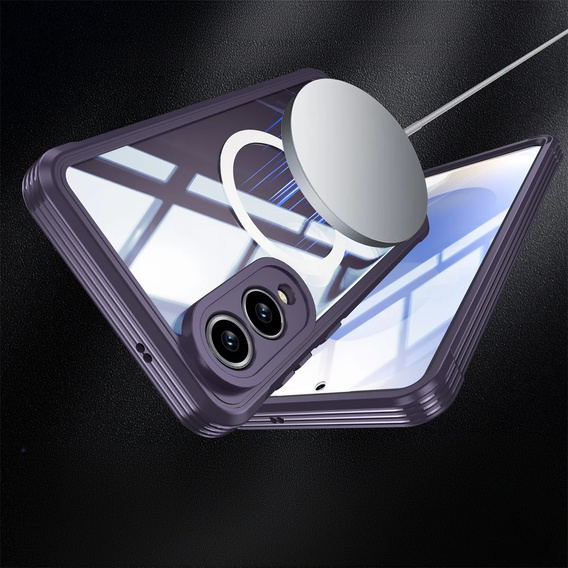 Pouzdro pro Samsung Galaxy S25 Edge, Shockproof, se sklem, pro MagSafe, fialové