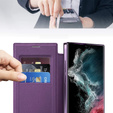 Klopové pouzdro pro Samsung Galaxy S22 Ultra 5G, RFID Wallet MagSafe CamShield, fialové