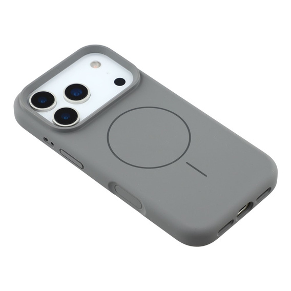 Silikonové pouzdro pro iPhone 17 Pro, pro MagSafe, proti nárazu, šedé