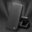 QIALINO kožené peněženkové flipové pouzdro pro iPhone 17 Pro - černé