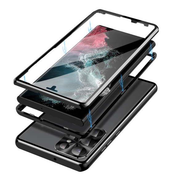 Pouzdro pro Samsung Galaxy S23 Ultra, Magnetic Dual Glass, černé