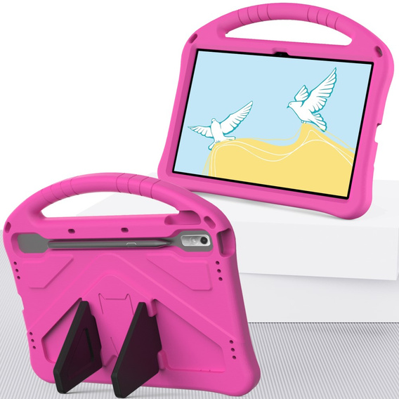 Dětské pouzdro pro Lenovo Tab P11 Pro Gen 2, dětské pouzdro s rukojetí, růžové