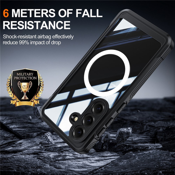Pouzdro Shockproof se sklem, pro MagSafe pro Samsung Galaxy S26 Plus, černé