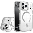 Pouzdro pro iPhone 17 Pro, pro MagSafe, se stojánkem, průhledné s šedými vložkami