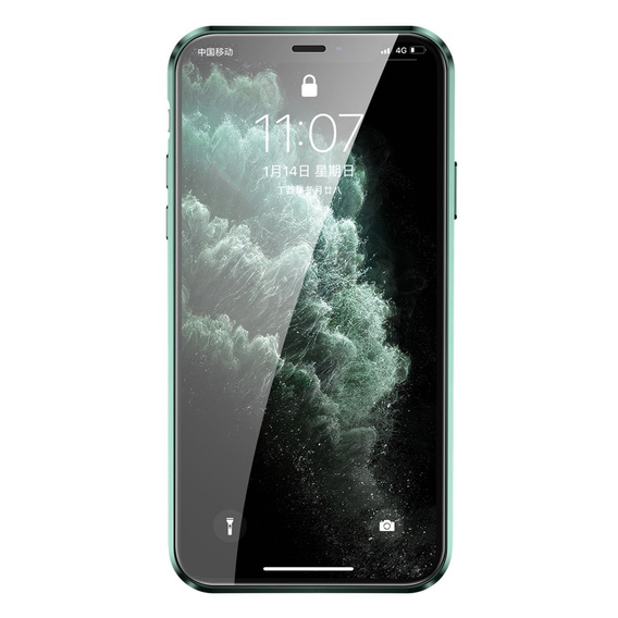 Pouzdro pro iPhone 11 Pro, Magnetic Dual Glass, zelené