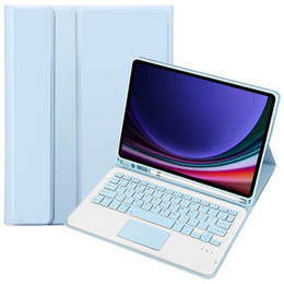 Pouzdro + klávesnice Samsung Galaxy Tab S9, Leather Pen Slot TouchPad, světle modré