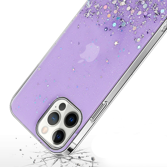 Pouzdro pro iPhone 13 Pro, Glittery, fialové