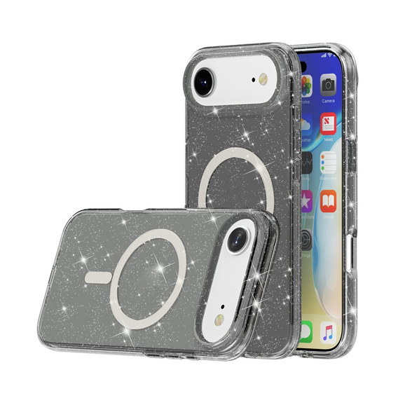 Pouzdro pro iPhone Air, pro MagSafe, lesklé, průsvitné černé