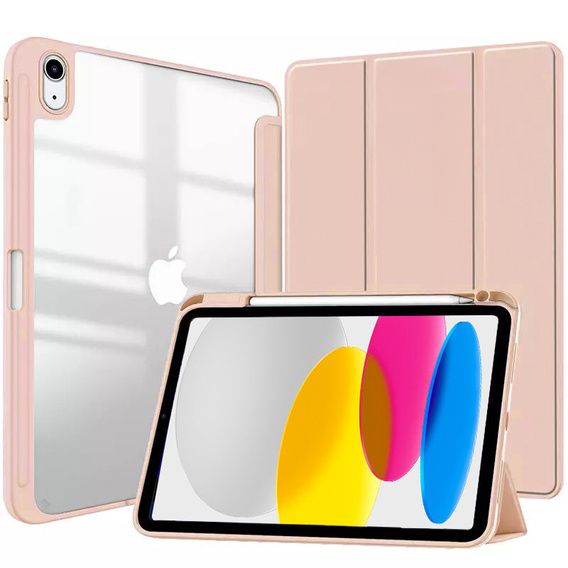 Pouzdro pro iPad 10.9 2022 10 Gen, Smartcase Hybrid, se slotem na stylus, růžové
