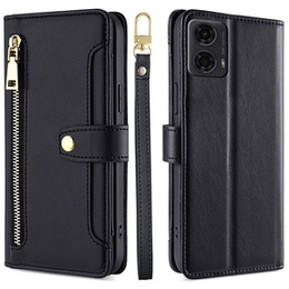Klopové pouzdro pro Motorola Moto G04 / G24 / G24 Power, Wallet Zipper Pocket, černé