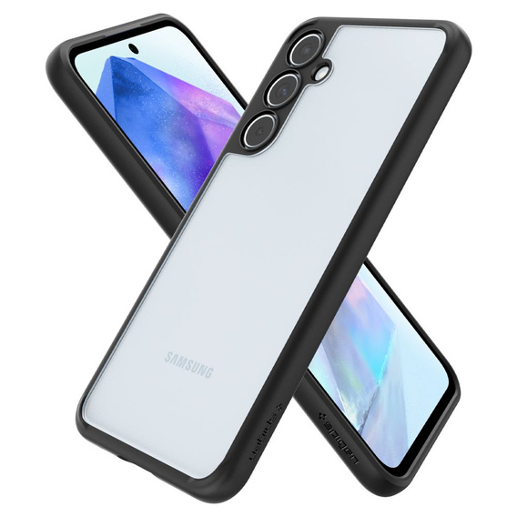 Pouzdro Spigen pro Samsung Galaxy A55 5G, Ultra Hybrid, černé + 9H tvrzené sklo