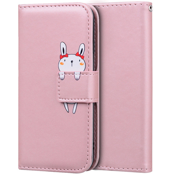 Klopové pouzdro pro Motorola Moto G22, Wallet Bunny, růžové