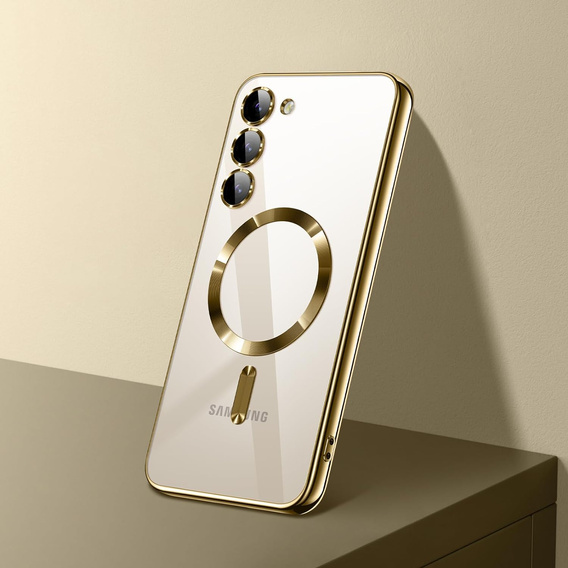 Pouzdro pro Samsung Galaxy S25+ Plus, Electro MagSafe, zlaté + sklo na displej
