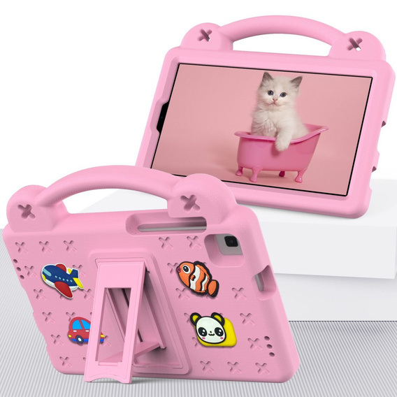 Dětské pouzdro pro Samsung Galaxy Tab A7 Lite 8.7 T220/T225, Cute Patterns, se stojánkem, růžové