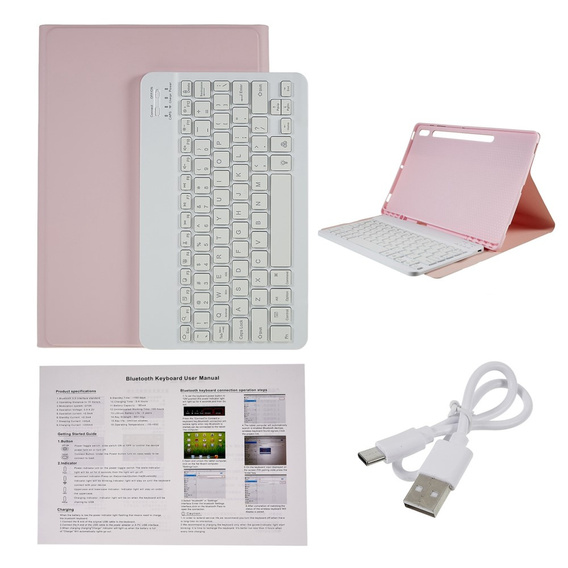 Pouzdro + klávesnice Galaxy Tab S7+ Plus / S8+ Plus /S7 FE T730 T733, Pen Slot, růžové rose gold