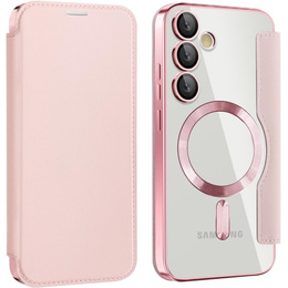 Klopové pouzdro pro Samsung Galaxy S25 FE, RFID Wallet MagSafe CamShield, růžové