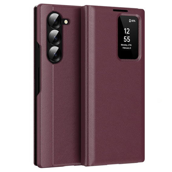 Flipové pouzdro pro Samsung Z Fold6 5G, Smart View Wallet, kaštanové