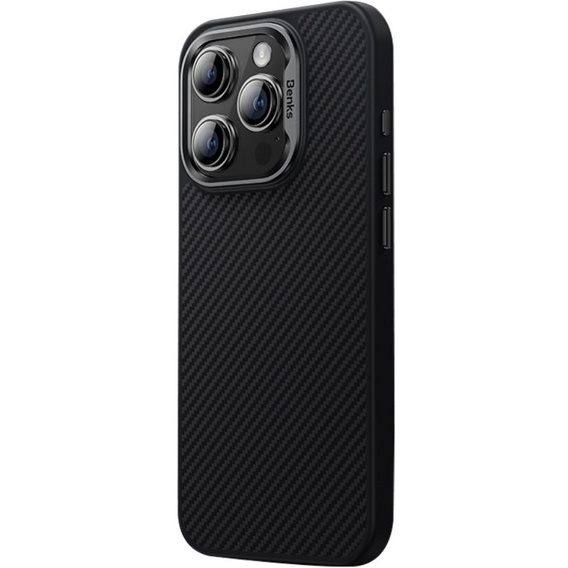 Pouzdro BENKS Kevlar pro iPhone 15 Pro, pro MagSafe, Carbon Fiber, černé